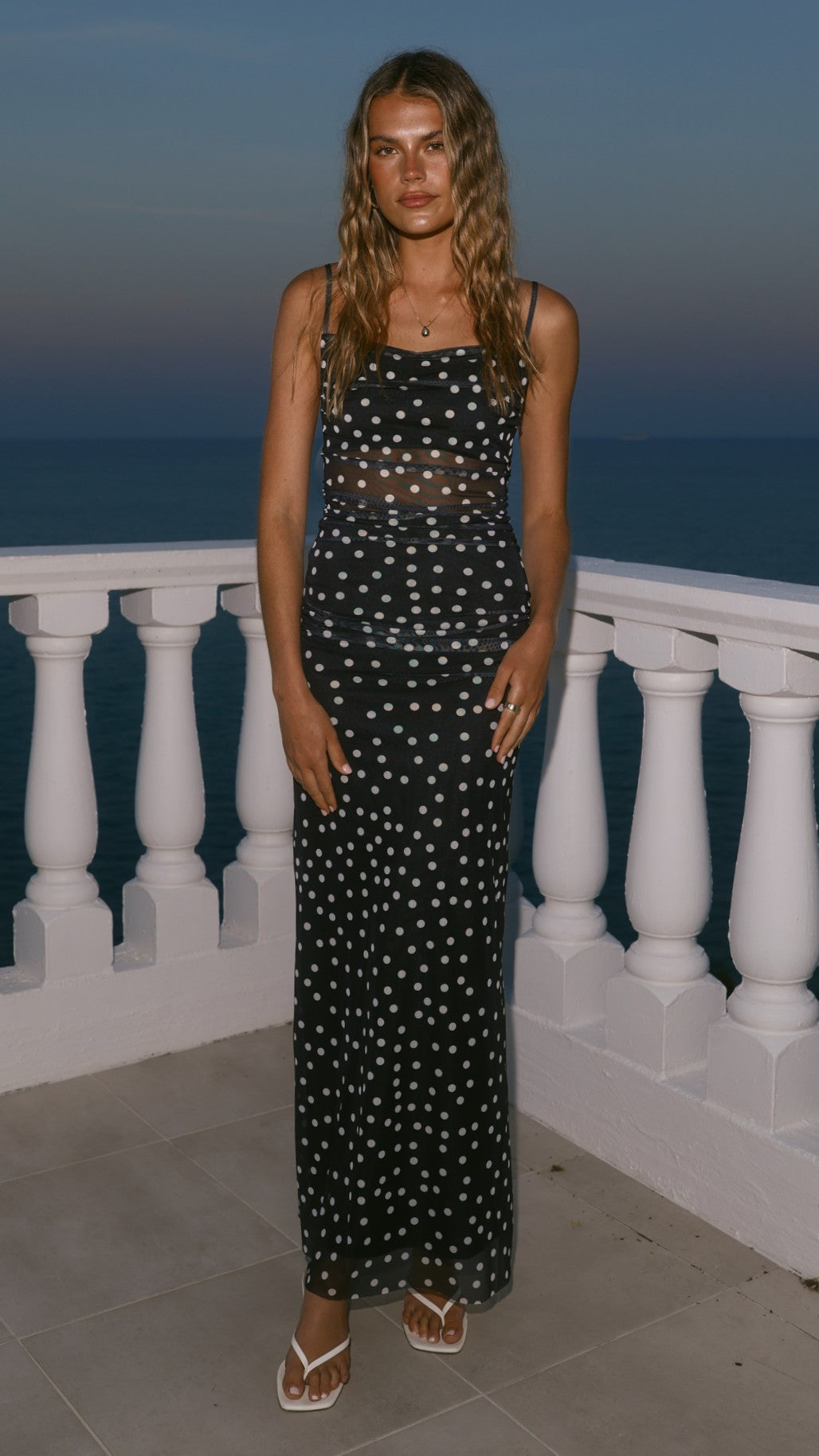 Loralei Maxi Dress - Black/White Polka Dot