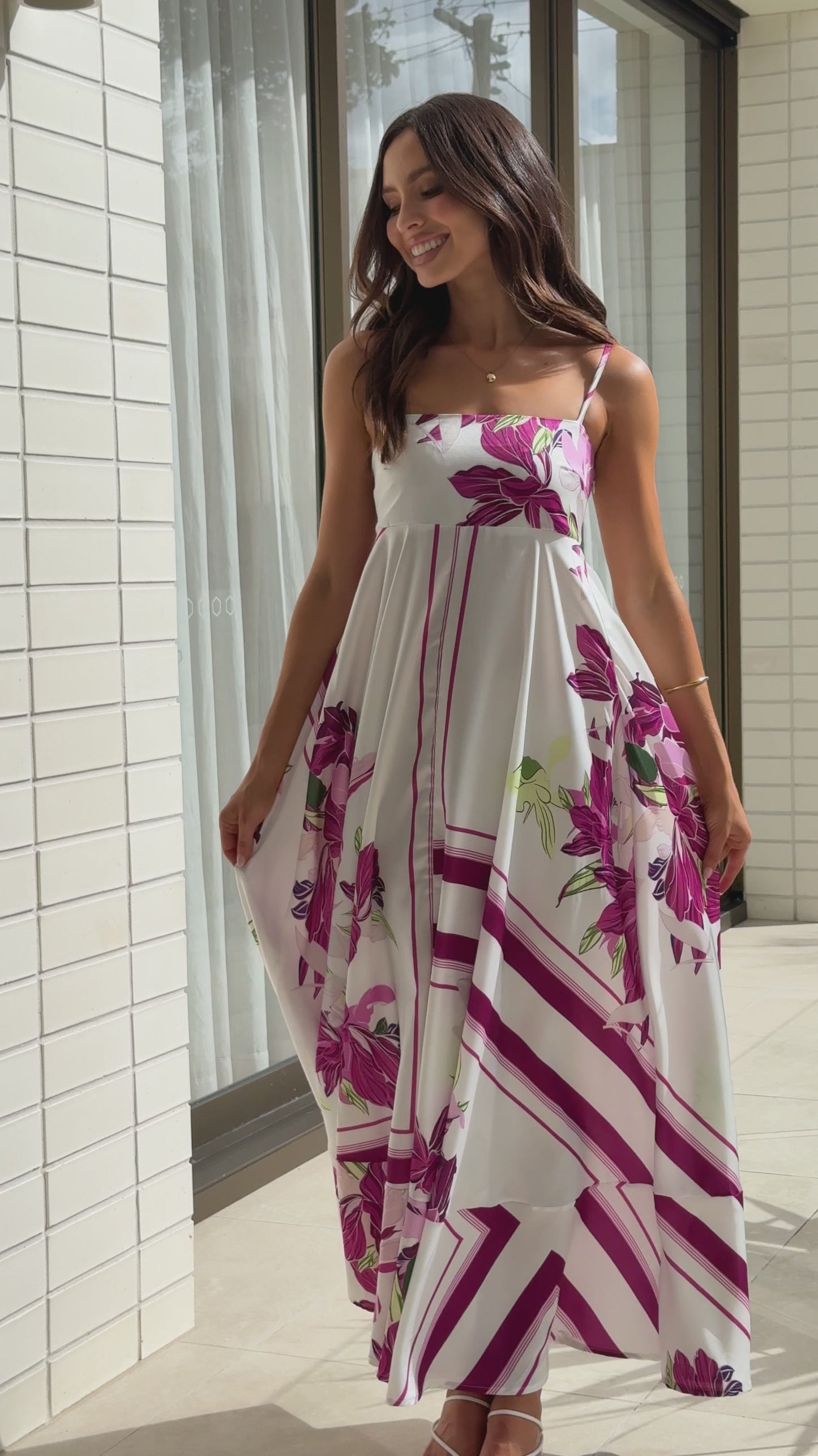 Kaethe Maxi Dress - White/Pink